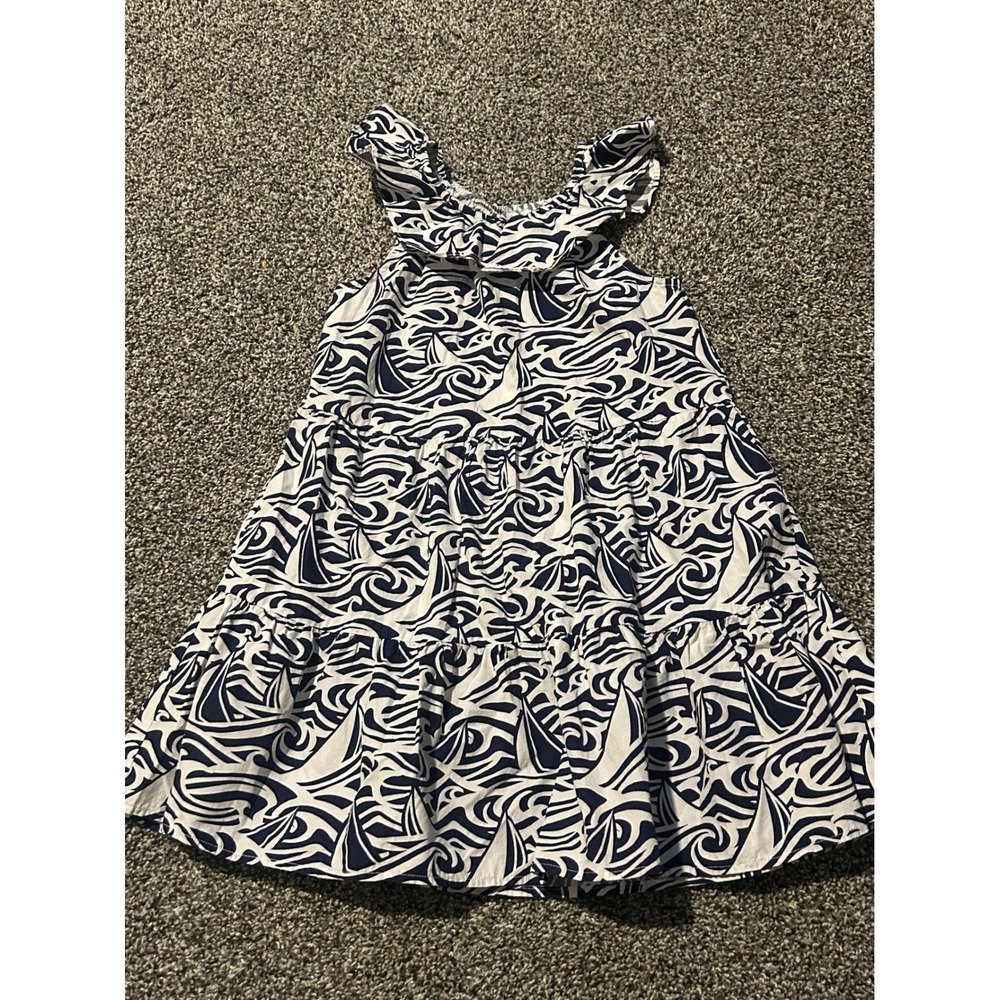 Kk40 Vineyard Vines Target Girls Dress S 6/6X Navy‎ White Sailboat Nautical